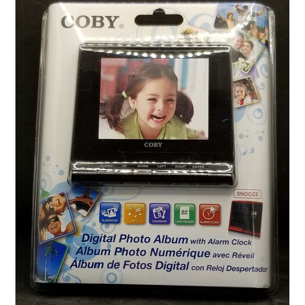 Coby db356 digital photo album with alarm clock new sealed